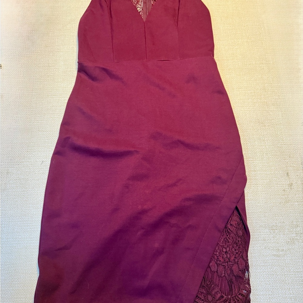 Astr Red Halter Asymmetrical Cocktail Dress